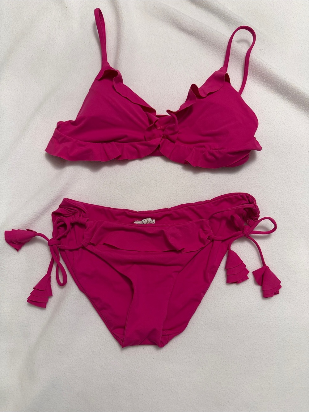 BECCA Ruffle Bikini Set in Hot Pink